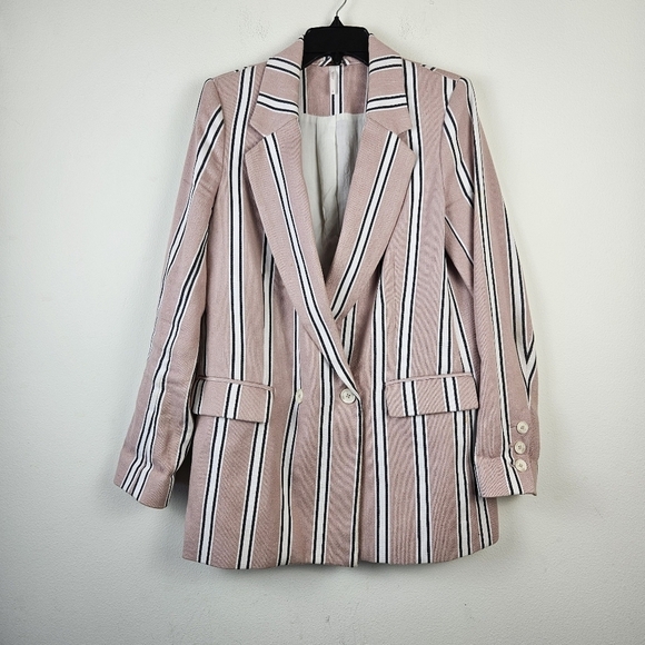 Free People Blazer with Pink and Black Stripes - Picture 2 of 10